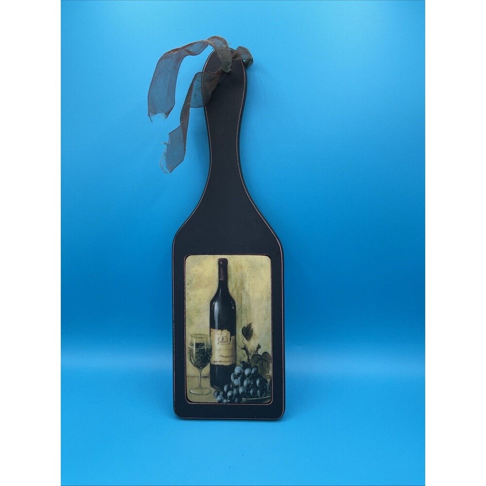 Wine Bottle Wall Plaque Decor Wood with Tile Insert.14.75” x 4.5”
